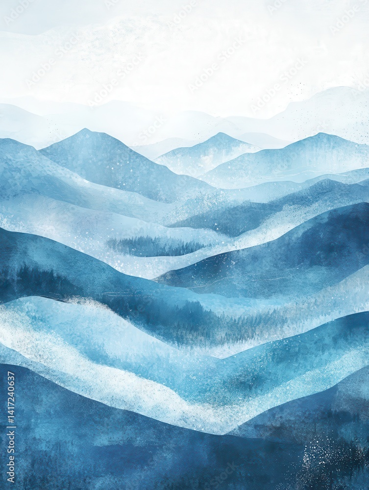 Poster minimal abstract landscape background vector. mountain background with watercolor texture . vector a