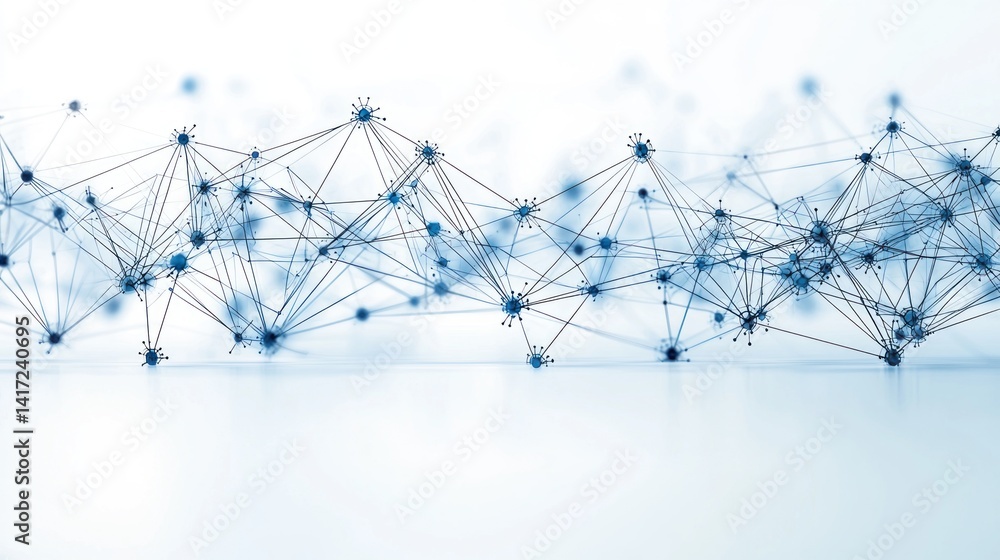 Poster abstract network connection: a digital landscape of intertwined nodes and lines