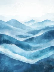 Selbstklebende Fototapeten Minimal abstract landscape background vector. Mountain background with watercolor texture . Vector arts design for prints, poster, cover, wall arts and home decoration. illustration © Johannes
