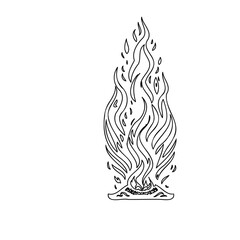 Linear drawing flames on white canvas art decor