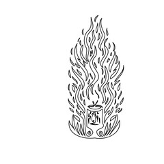 Hand Drawn Candle Flame Isolated on White Background