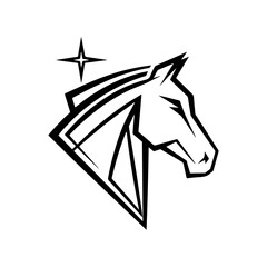 Geometric Horse Head with Star Icon