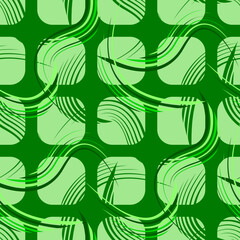 Vector - geometric squares with waves seamless pattern.