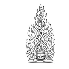 Stylized Flame Illustration on White Backdrop