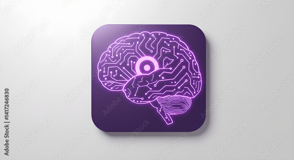 Poster human brain with digital circuit. artificial intelligence concept visualization. computer mind, mach
