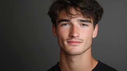 Fototapeta premium Its a good day to smile. Cropped portrait of a handsome young man posing in studio against a grey background.