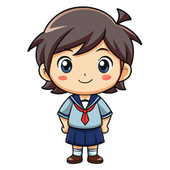 Obraz premium Cute cartoon girl in school uniform