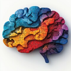 Abstract brain with colorful puzzle patterns representing the autism spectrum