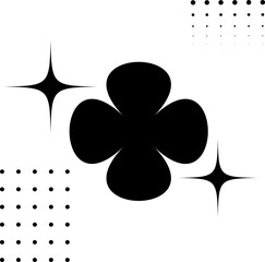 Abstract Black Flower with Stars and Geometric Dots Design