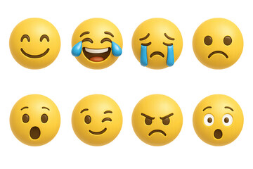 3d emoji icons set: expressive faces collection featuring various emotions