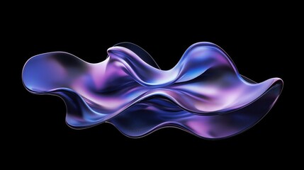 Obraz premium Abstract Blue-Purple Gradient with Wavy Shape on Black Backdrop