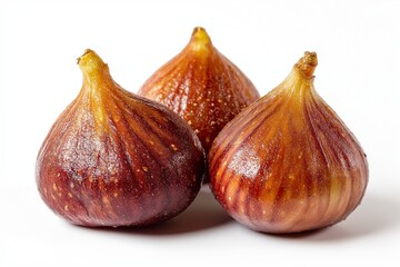 Obraz premium Three ripe figs isolated on white background