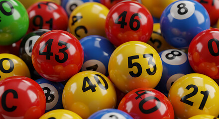 Vibrant Lottery Balls: A Colorful Pile of Chance and Numbers