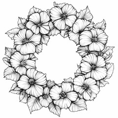 Floral wreath, black and white, design element, wedding invitation