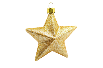 Classic gold star ornament for Christmas themes winter promotions or joyful holiday themed creative materials