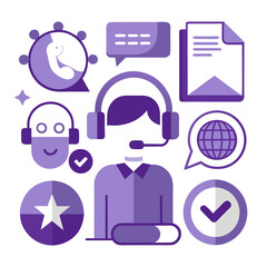 Modern Customer Support Service Representative Icon Vector Illustration