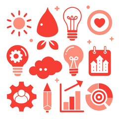 Creative ideas and solutions vector icons set illustration
