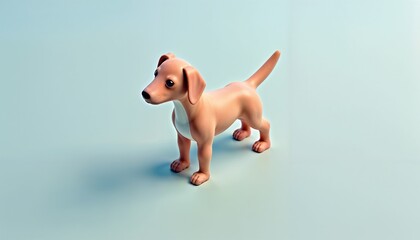 Cartoon dog standing on light blue background