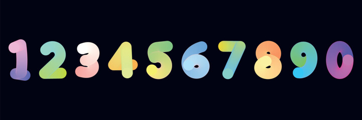 Vibrant Rainbow Numbers 1-0 for Education or Design