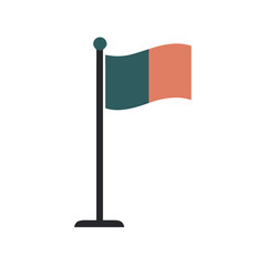 Simple Two-Tone Waving Flag on a Black Background