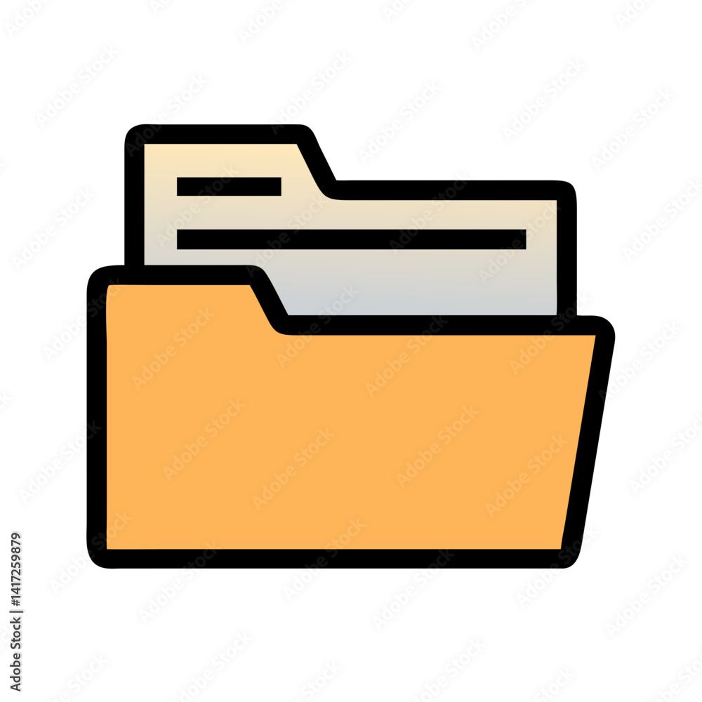 Poster file folder icon with paper documents, data storage