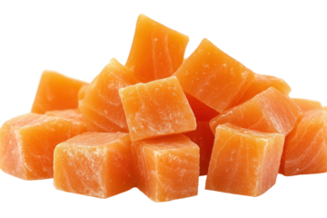 Perfectly cut salmon cubes make a tasty and nutritious addition to any healthy meal plan