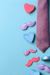 A sophisticated and cheerful arrangement features a tie and delightful shapes, radiating joy and celebrating Father's Day with style and a touch of whimsy. The scene is a vibrant, colorful tableau.