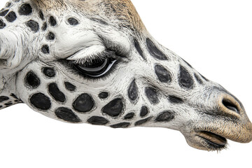 The curious gaze of a giraffe revealed in close up highlighting its unique features and grace