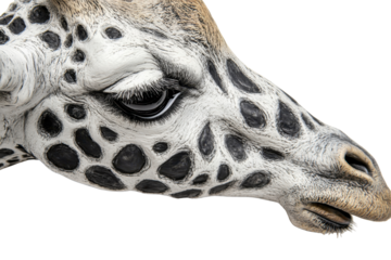The curious gaze of a giraffe revealed in close up highlighting its unique features and grace
