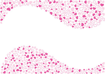 ハート柄の背景 桃色系の3色 フチと単色 ハート