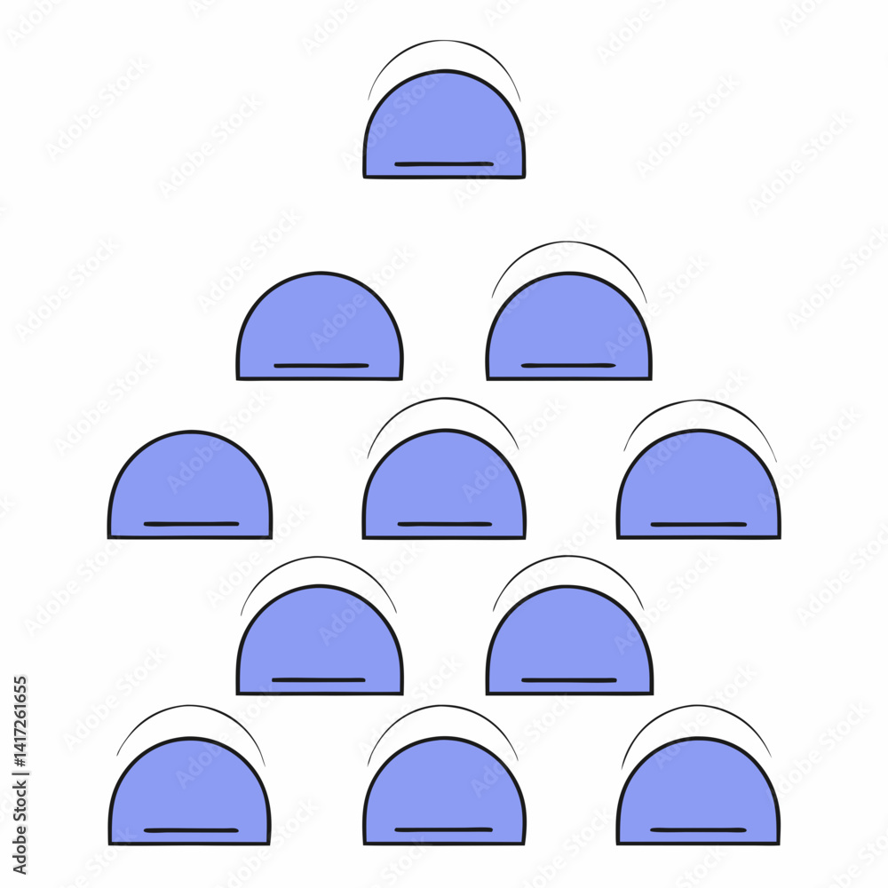 Poster glossy spheres in embossed layers, creating visually appealing arrangement with calming blue hue. is