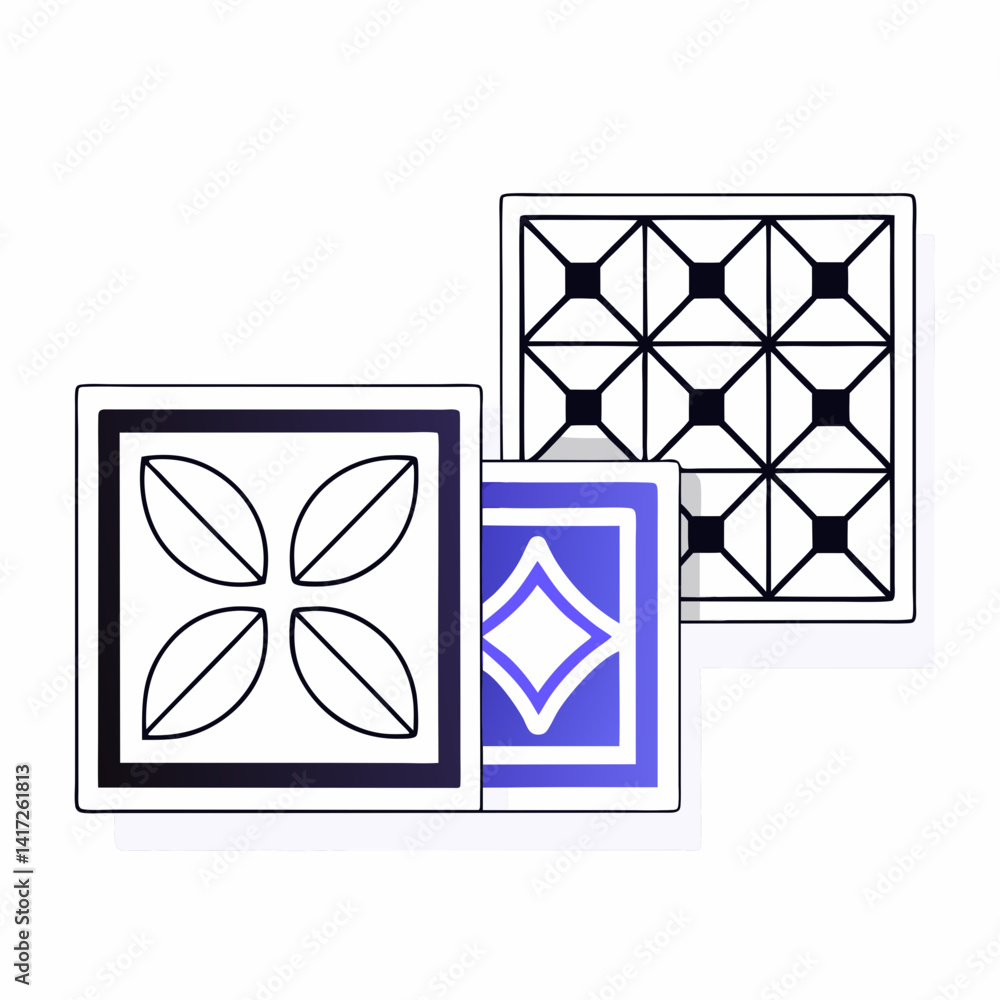 Poster geometric embossed tiles with reflective gloss in various designs and colors create modern aesthetic