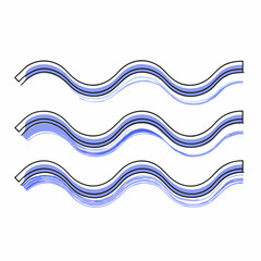 Wavy lines with embossed details create dynamic visual effect, showcasing blend of blue and black colors. Isolate on white background, copy space, commercial use