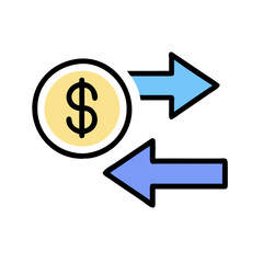 Dollar Exchange With Arrow Indicators on a Black Background