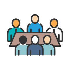 Meeting icon representing business people collaboration and teamwork