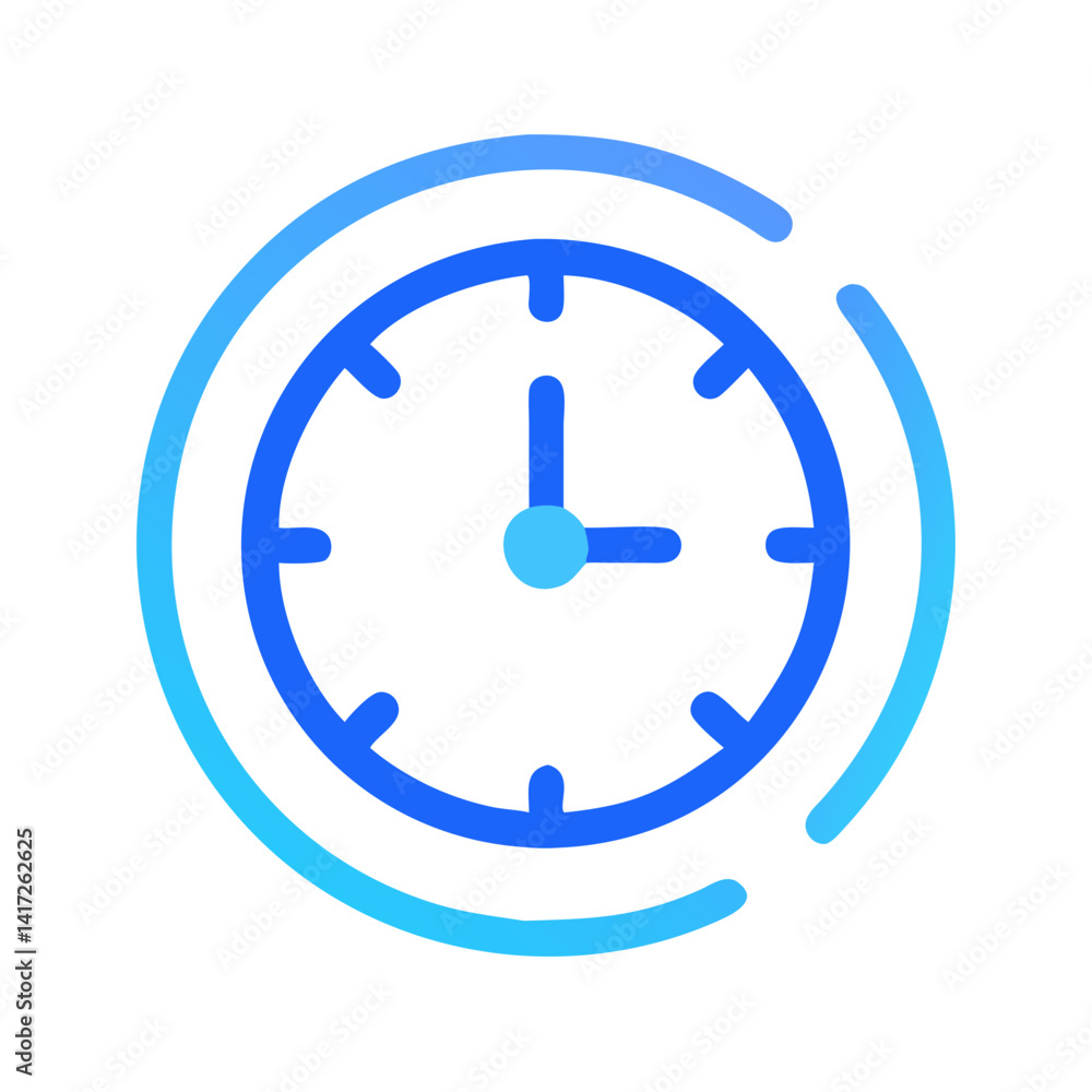 Poster gradient clock icon with two blue circles design