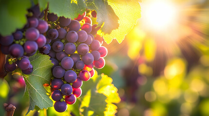 Sun-Kissed Vineyard: Capturing the Richness of Ripe Grapes in Golden Light