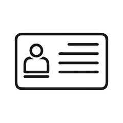 Identification Card Line Icon on Black Background