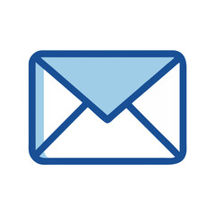 Email Icon: Blue Outline Envelope Isolated on Black