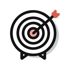 Arrow hitting the bullseye target for achieving goals