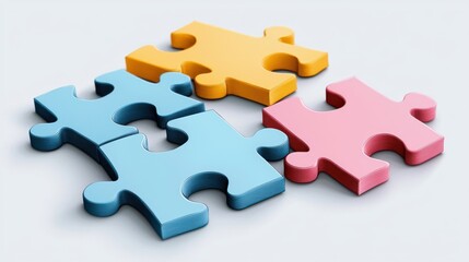 Colorful Puzzle Pieces Interlocking Together Symbolizing Teamwork and Collaboration