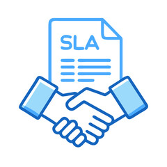 Service Level Agreement Icon with Handshake and Document