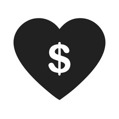 Heart with Dollar Sign Icon Finance Concept
