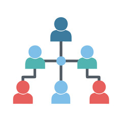 Hierarchical Organization Chart Illustration on Black Background Design