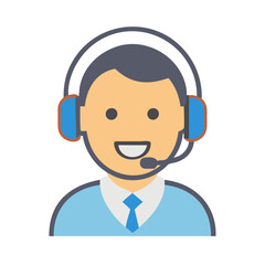 Smiling Customer Service Representative Vector with Headset