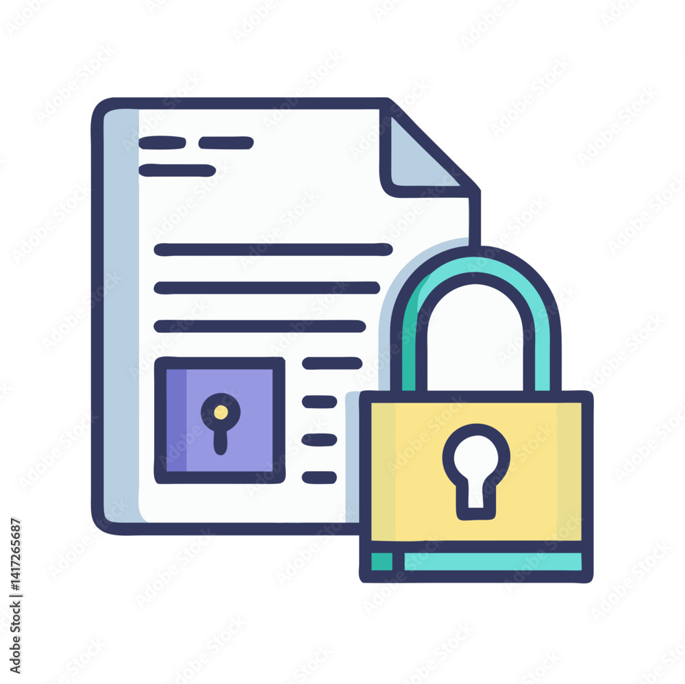 Poster secure document protection, file encryption, data security icon