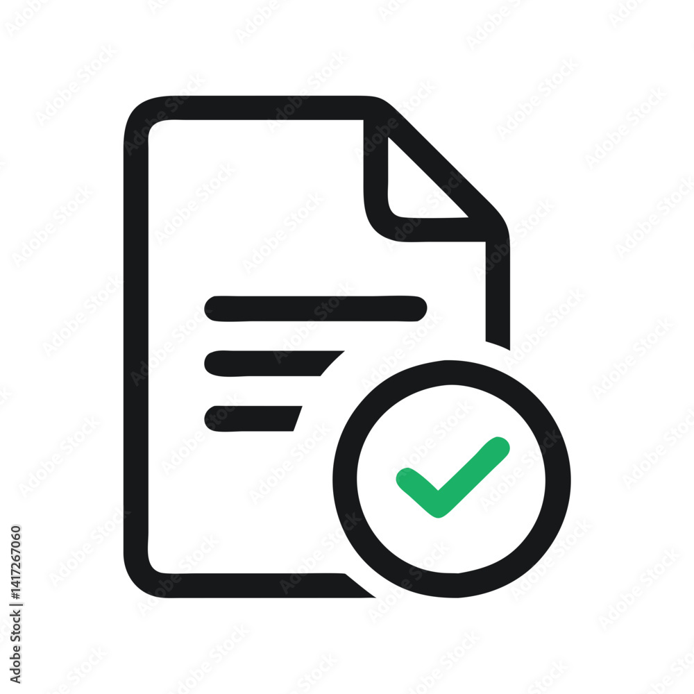 Poster document with checkmark icon on black background