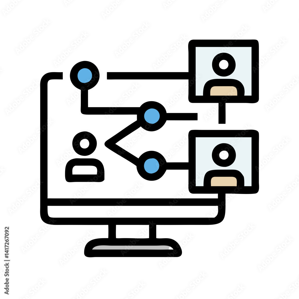 Aufkleber network connection with two users in the online world