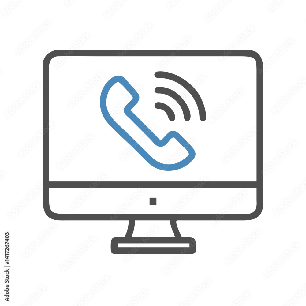 Poster incoming call on computer screen vector icon design