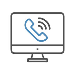 Incoming Call on Computer Screen Vector Icon Design